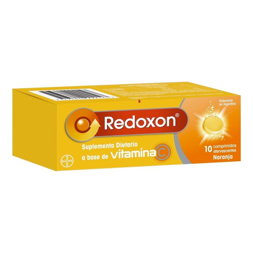 Suplemento en efervescentes Bayer  Redoxon vitamina c sabor naranja en caja de 10g 10 un