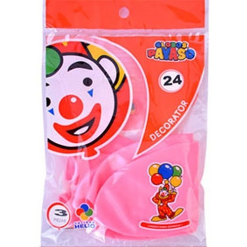 3 Globos Gigantes Esféricos Numero 24 Payaso Color Rosa pastel