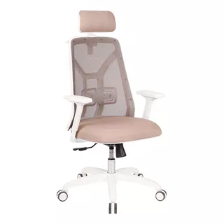 Silla De Escritorio Indar Equipamientos Tokio Total White Gamer Ergonómica  Blanca Y Beige Con Tapizado De Mesh Y Marathon