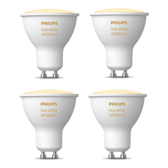 Pack Philips Hue 4 Ampolletas Led Gu10 Luz Fria & Calida 5w