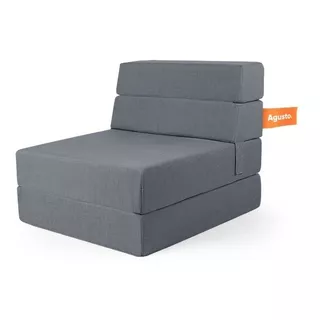 Sofa Cama Individual Agusto ® Sillon Puff Plegable Colchon Color Gris Oxford