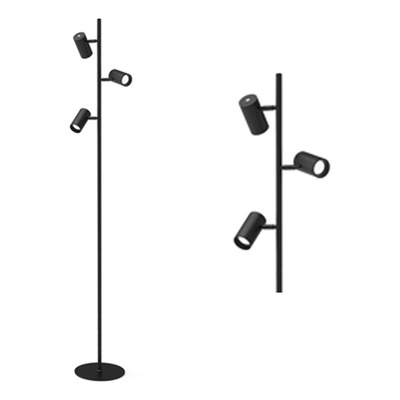 Lampara Velador De Pie Led Apply 24w 3 Apliques Negro Tbcin