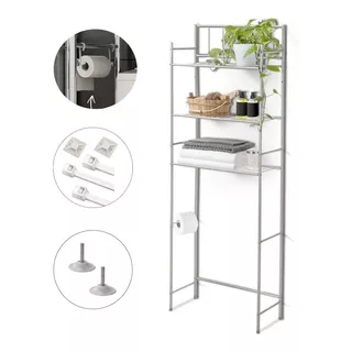 Mueble Organizador De Baño Tres Estantes Metal # Sobre Mochila Repisa Inodoro  