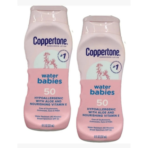 2x Coppertone Water Babies Sunscreen Lotion Solar Spf 50