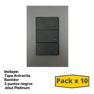 Pack X 10 Llaves Luz Jeluz Platinum 3 Puntos Tapa Antracita 