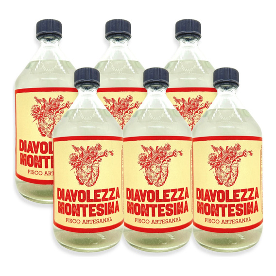 Pisco Artesanal Diavolezza Montesina 1000ml Mendoza Caja X6u