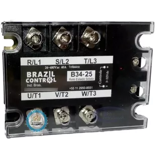 Rele Estado Solido B34-25 Trifásico 25a + Dissipador + Pasta