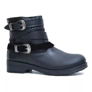 Bota Botita Mujer Cuero Citadina Apliques Moda Comodas Moda