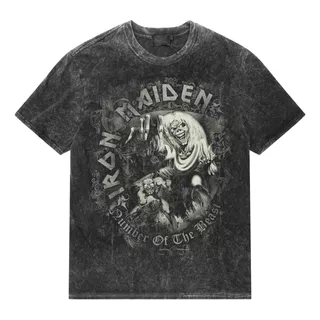 Camiseta Oficial Iron Maiden G Beast Acid Wash Rock Activity