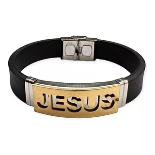 Pulseira Bracelete Masculino/feminino Placa Jesus Dourada