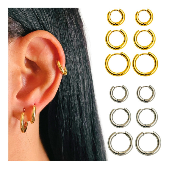 Aretes Candongas En Acero Inoxidable Mujer Hombre Salma