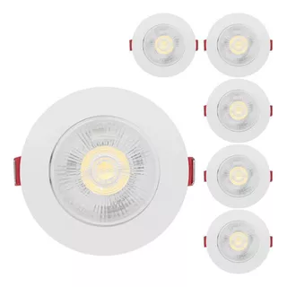 Kit 6 Spot Led 5w Dicroica Direcionavel Redondo Neutro Cor Branco/neutro 110v/220v