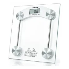 Balanza De Baño Vidrio Pantalla Digital 180kg Spica Ba-100 Cuadrada Color Trasparente