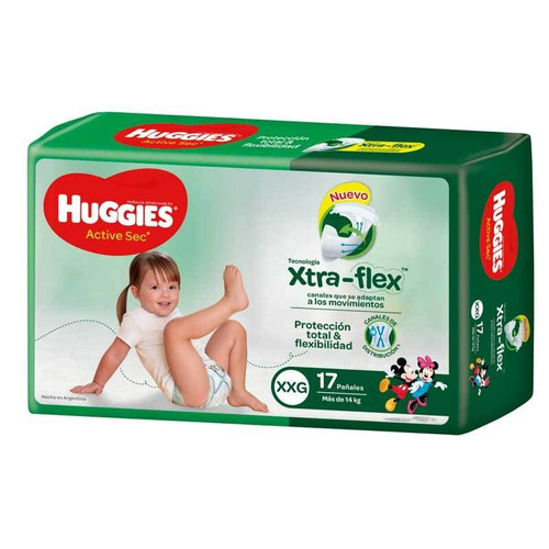 Pañales Huggies Active Sec  XXG