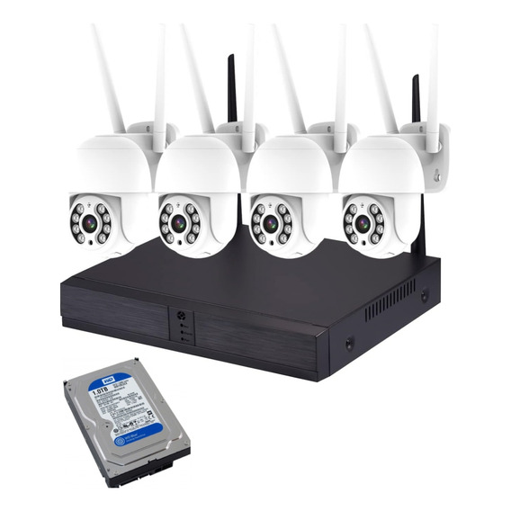 Kit Nvr Wifi Sistema De 04 Camaras De Seguridad Ip Ptz 3 Mp