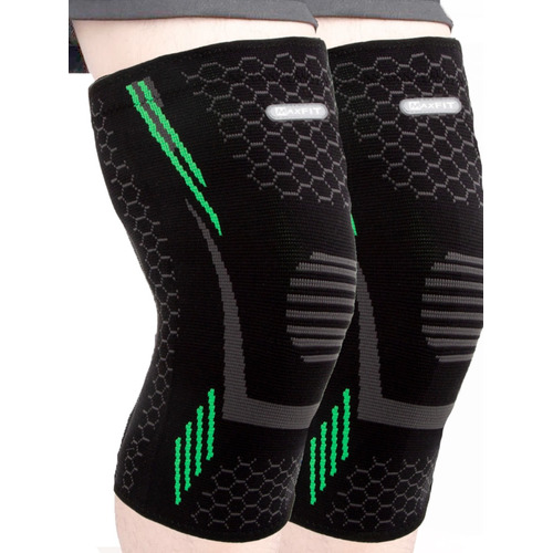 Par De Rodilleras Deportivas De Compresión Maxfit/hx940 Color Negro/verde Talla Xl