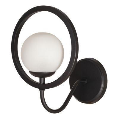 Aplique 1 Luz Negro Con Globo Opal Apto Led G9 Emmyn Deco