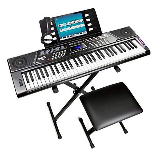 Piano Con Teclado Rockjam De 61 Teclas Con Kit De Inflexión Color Black pdt limited