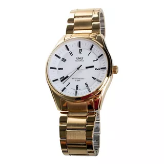 Reloj Q&q Hombre Dorado Analogo Business Qa54j004y Color Del Fondo Blanco