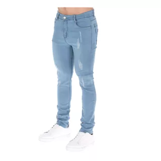 Jeans Para Hombre Pantalones Skinny Stretch Claros De Moda 