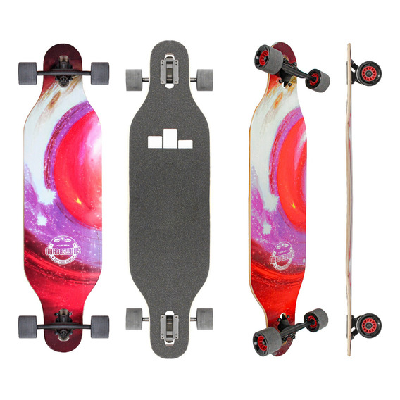Patineta Longboard Skateboard Trucks Con Lija 7 Capas Tabla Color Terracota