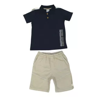 Conjunto Infantil Camiseta Polo E Bermuda Sarja - Colorittá