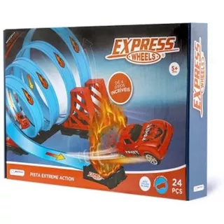 Pista Express Wheels Extreme Action Com 4 Loop 360 Multikids Cor Azul
