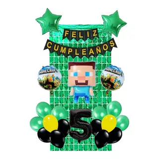 Globos Minecraft Para Cumpleaños Kit Decorativo