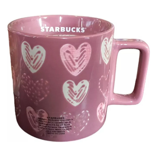 Starbucks Taza Corazones San Valentín 2024 Color Rosa