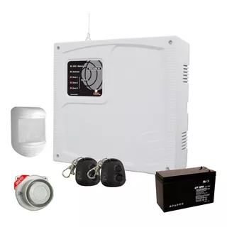 Kit Alarma Hogar + 1 Sensor + Controles + Sirena + Batería 