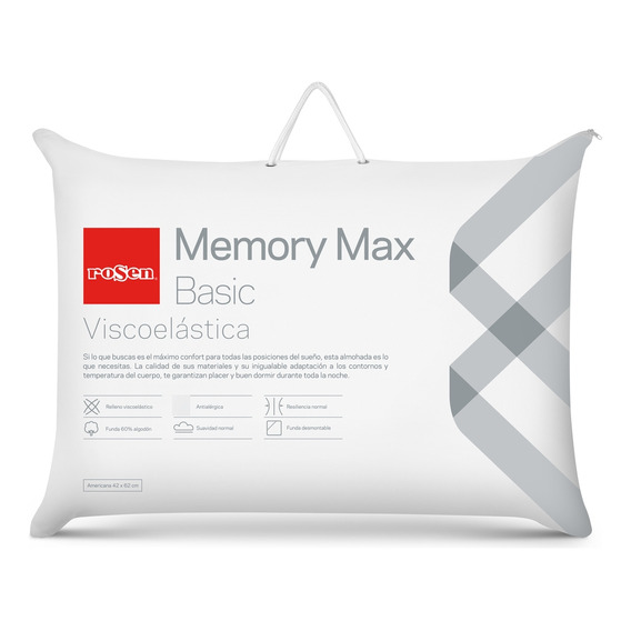 Rosen Almohada Memory Max Basic Americana 42 X 62 Cm Color Blanco