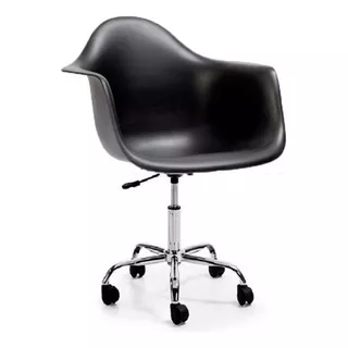 Sillon Eames Oficina Negro Con Rueditas Garden Life F901901