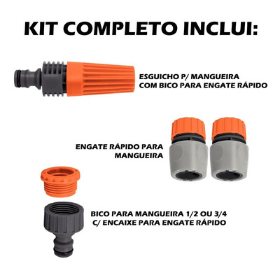 Kit 3 Esguicho Tramontina + 6 Engate Rápido + 3 Engate Bico