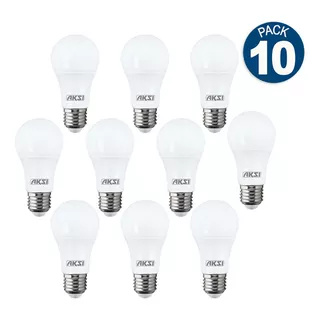 Pack De 10 Focos A19 Led Aksi 9w Luz Blanca Color De La Luz Blanco Frío