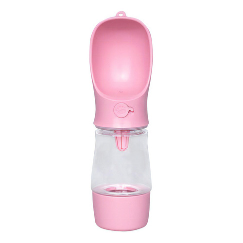 Botella Dispensadora De Agua Portátil Para Mascotas 258ml Color Rosa