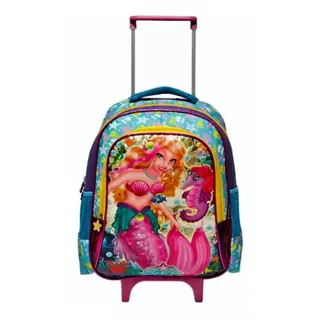 Mochila Rodinha Escolar Sereia Infantil