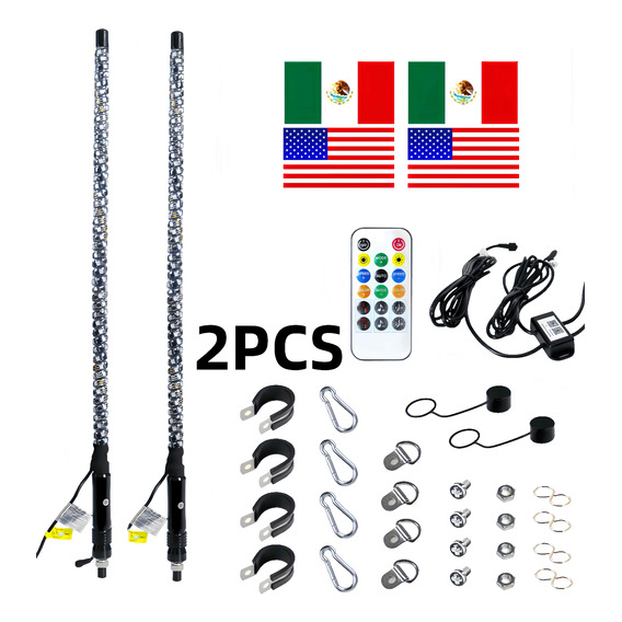 Antenas Led Para Rzr 2pcs Impermeable Rgb 4tf Con Remoto