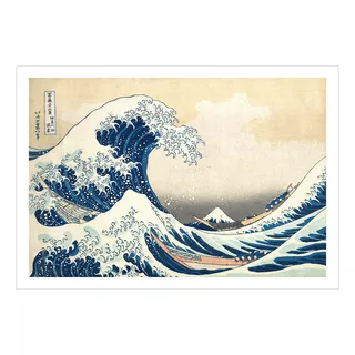 Cuadro La Gran Ola Hokusai 65x45 Cm Marco Vidrio Calidad Myc