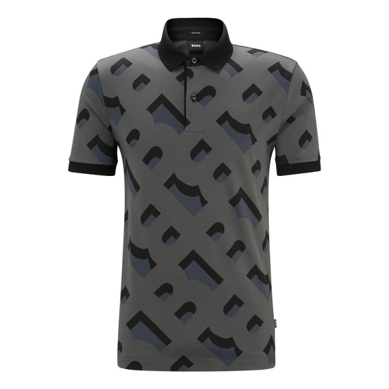 Polo Boss Para Hombre Con Monograma En Jacquard De Algodón