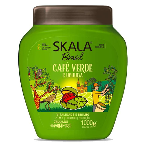 Skala Café Verde Máscara Vegana Hidratante Rulos Ondas X 1kg