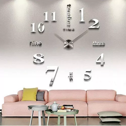 Reloj De Pared Gigante Decorativo 3d, Plateado