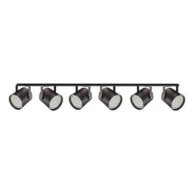 Riel 2 Metros 6 Spot Tachos Cilindro Negro Apto Led Ar111