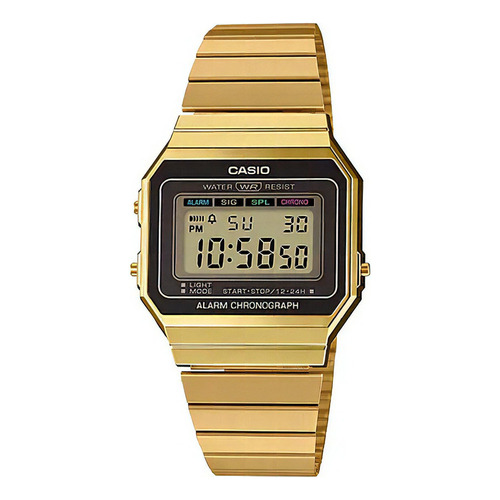 Reloj Casio Unisex Acero Retro Vintage A700wg-9a Digital Color de la malla Dorado