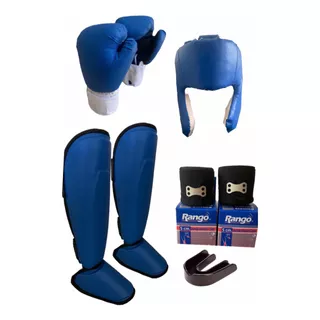 Kit Tibial+guantes Nac+cabezal+bucal Box Kick Boxing Mma