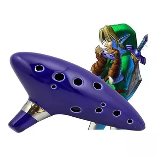 Ocarina Of Time 12 Furos - Zelda Completa Bolsa E Suporte