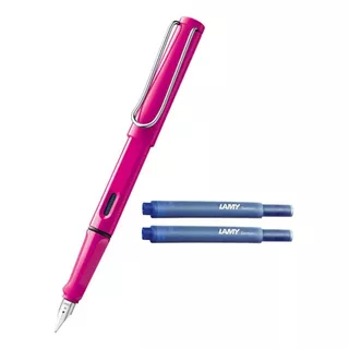 Pluma Lamy Safari Rosado [ 013 ] M Tinta Tinta Azul