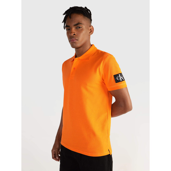 Polo Calvin Klein Logo Hombre Naranja