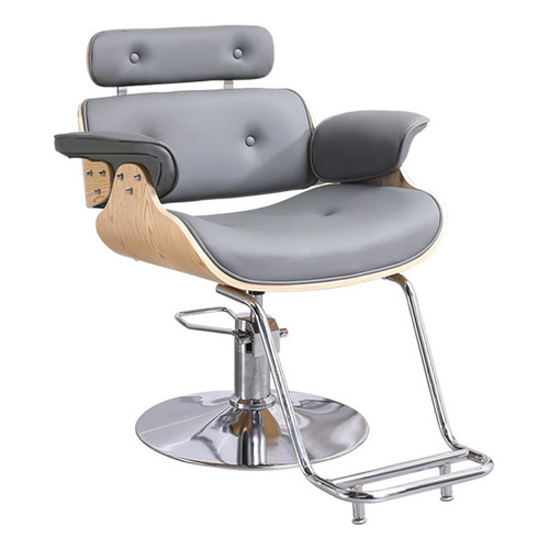 Sillón Peluquería Hidráulico Silla Para Corte Hombre Y Mujer Color Gris Forma De La Base Segun Disponible Tipo De Respaldo Fijo