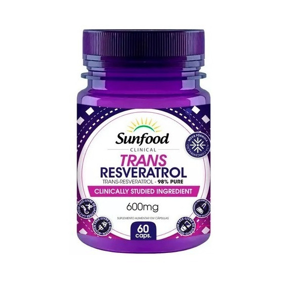 Trans Resveratrol 98% Puro 60 Capsulas 600mg Sunfood