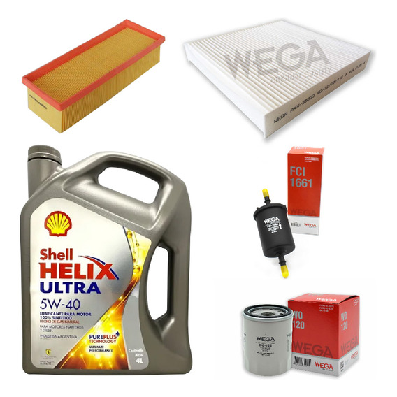 Kit 4 Filtros + 4l Aceite Shell 5w40 Fiat Mobi Wega